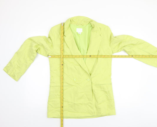 H&M Women Green Double-Breasted Blazer XS Regular Fit