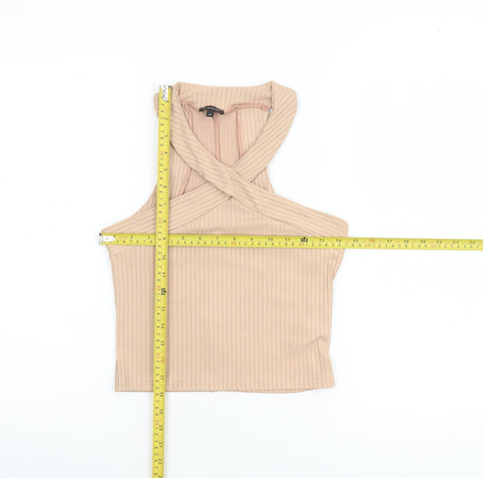 Womens UK Size 10 River Island Beige Cropped Tank