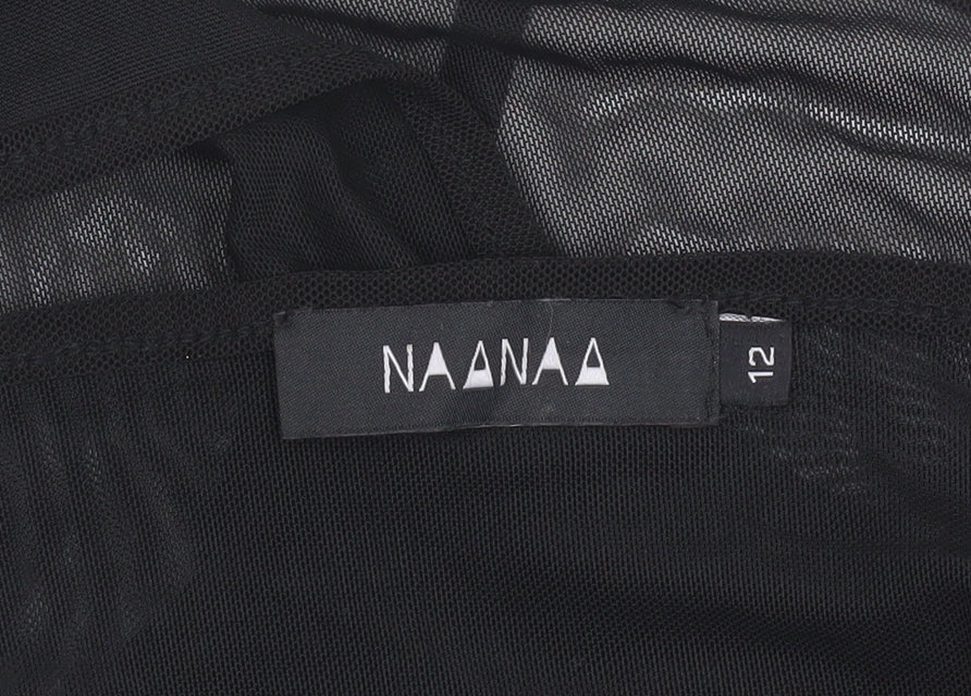 NAANAA Women's Black Floral Halter Bodysuit Size 12 Polyester