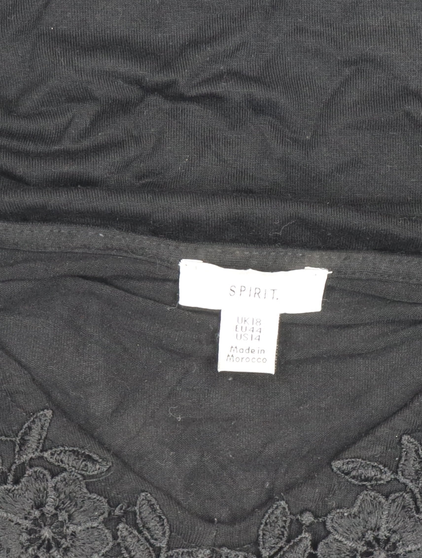 Womens UK Size 18 Spirit Black Basic T-Shirt