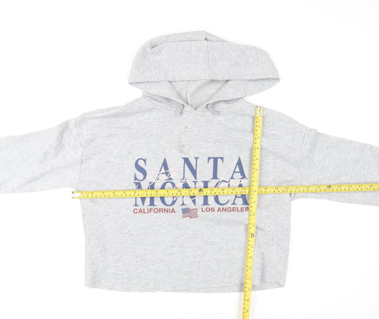 New Look 915 Girls Grey Santa Monica Cropped Hoodie Age 14-15 Years Pullover