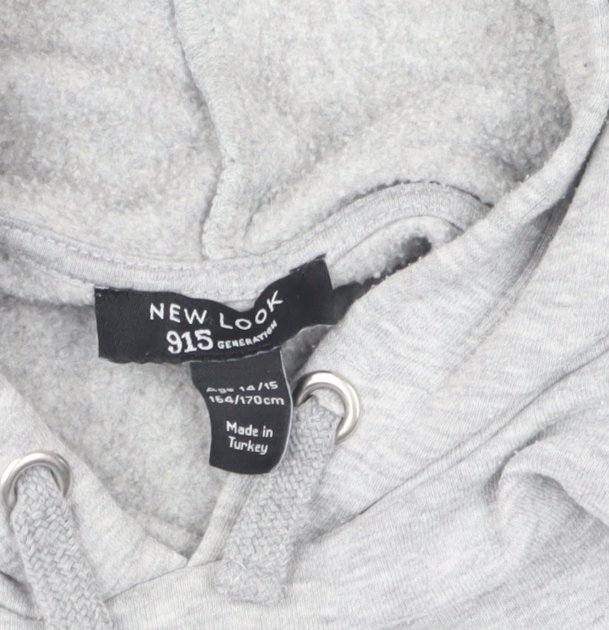New Look 915 Girls Grey Santa Monica Cropped Hoodie Age 14-15 Years Pullover