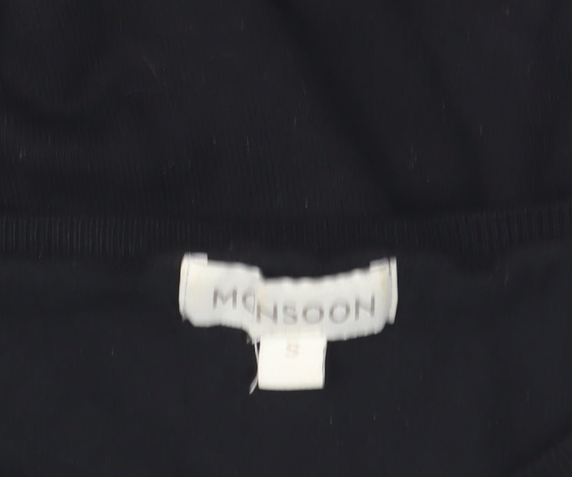 Monsoon Women’s Black Shift Dress S Long Sleeve Knit Star Beaded