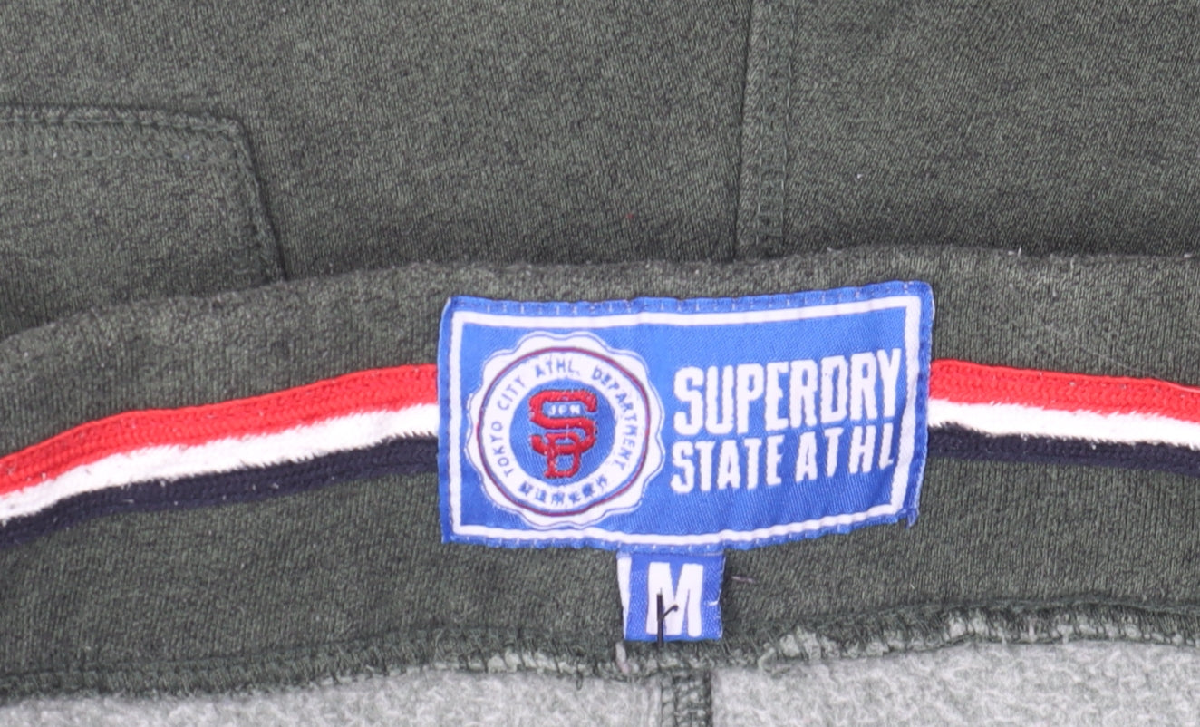 Superdry Mens Green Sweat Shorts M Drawstring Waist Sports Japan Logo