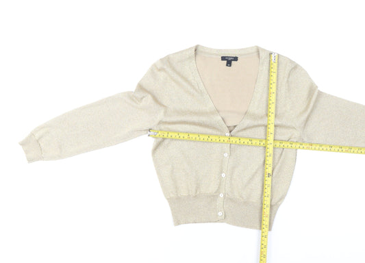 Hobbs Women’s Beige Silk Blend V-Neck Cardigan Size 10