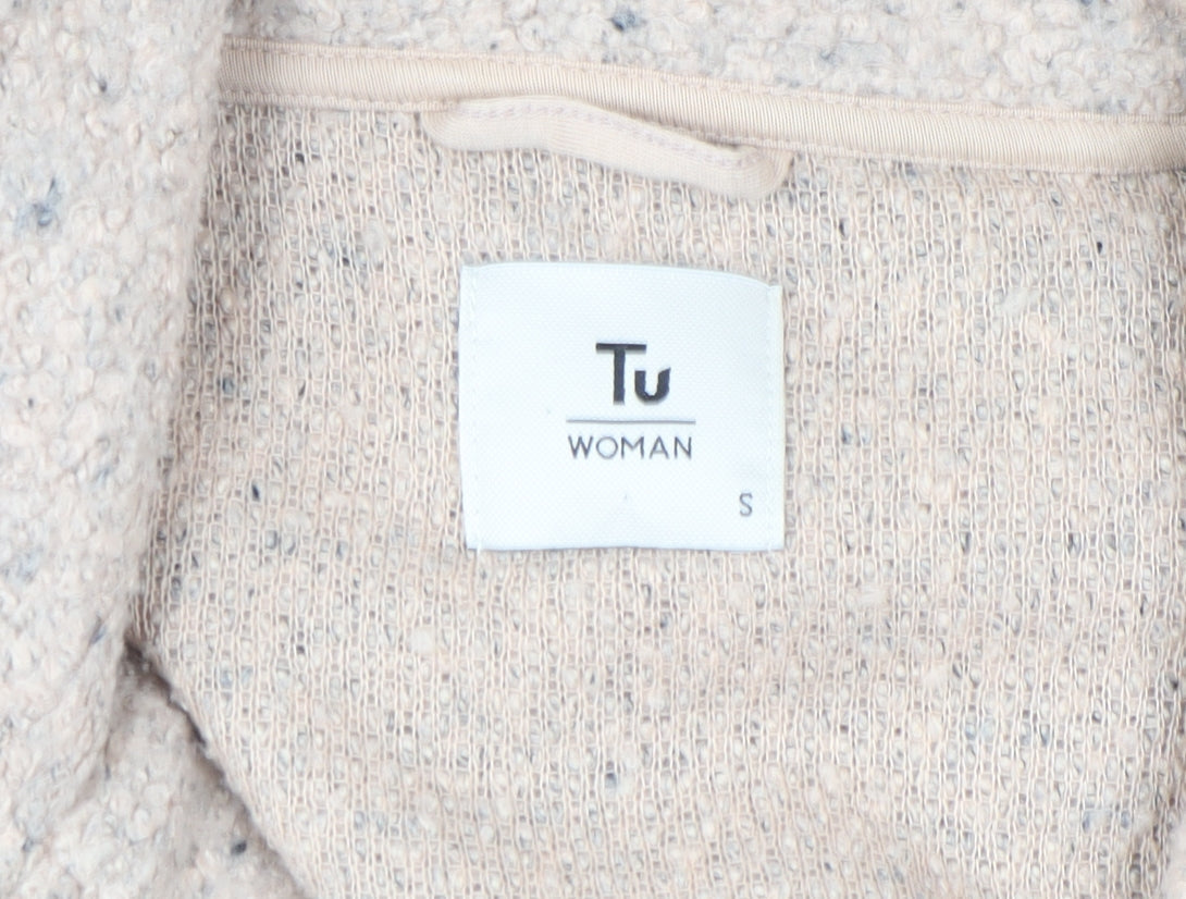 Tu Women Beige Wool Blend Coatigan Small Open Front Mid Length