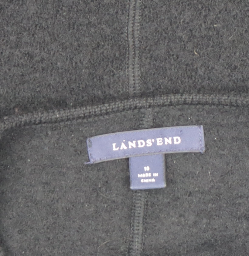 Lands' End Womens Black Wool Tailored Blazer Jacket Size 10