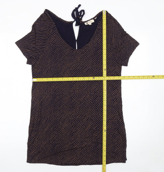 Fat Face Women’s Blue Viscose Tunic Blouse UK 12 Short Sleeve