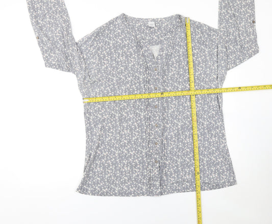 Cotton Traders Women Blue Floral Long Sleeve Tunic Blouse Size 20