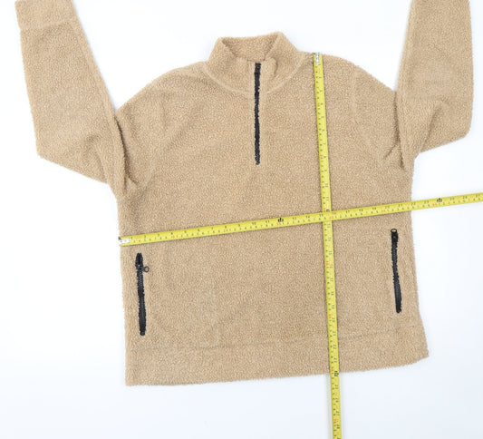 Tu Women Beige 1/2 Zip Fleece Sweatshirt Size 16 Polyester