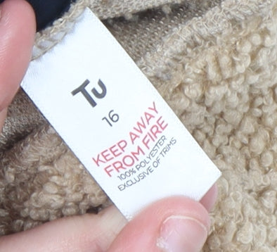 Tu Women Beige 1/2 Zip Fleece Sweatshirt Size 16 Polyester