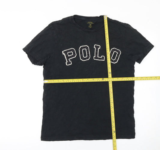 Ralph Lauren Men's Black Polo Logo T-Shirt Size M Slim Fit Cotton