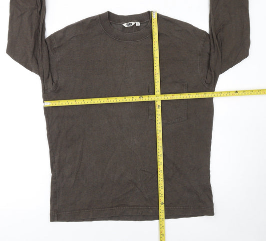Uniqlo U Men's Brown Long Sleeve Crew Neck Cotton T-Shirt Size S