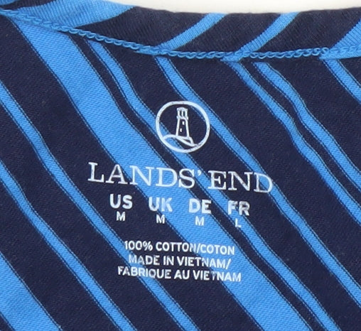 Lands' End Women's Blue Striped Cotton Tank Dress Size M
