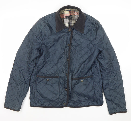 Womens UK Size 10 Topshop Blue Quilted Coat