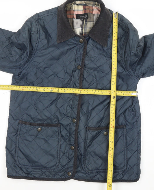 Womens UK Size 10 Topshop Blue Quilted Coat