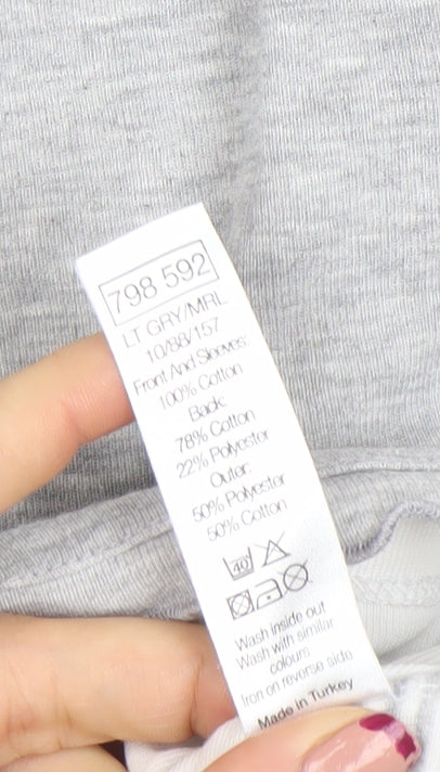 M&Co Women’s Grey Striped Button V-Neck Jersey T-Shirt XL