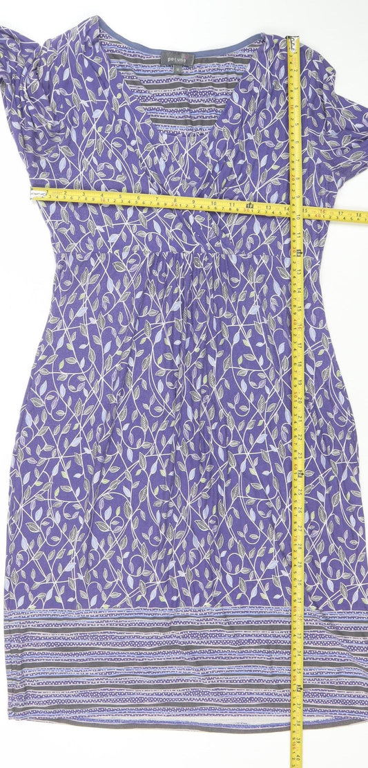 Marks and Spencer Per Una Purple Floral Ruched V-Neck Shift Dress Women’s Size 12