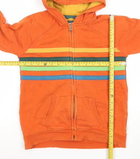 Frugi Girls Orange Stripe Full Zip Hoodie 8-9 Years Organic Cotton