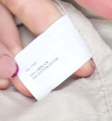 GAP Women Beige Linen Cotton Two-Button Blazer Size M