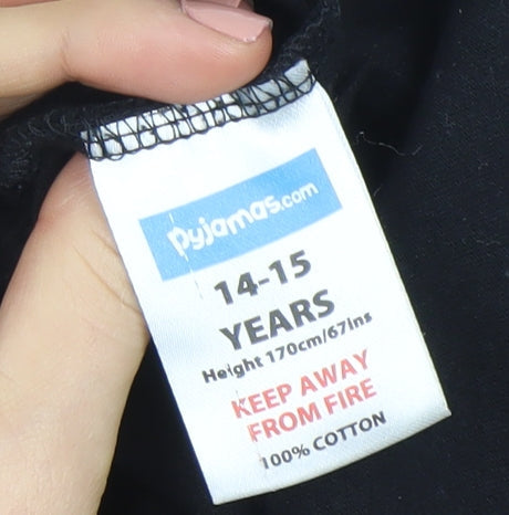 Teens UK Size L Pyjamas.com Black Basic T-Shirt