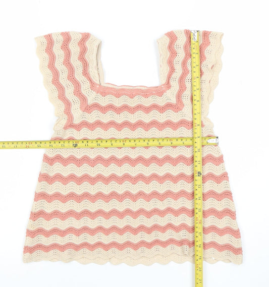 George Girls Pink Ivory Crochet Camisole Top 6-7 Years Sleeveless Summer