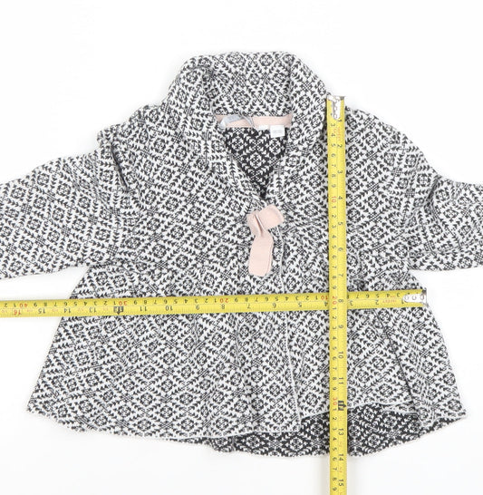 MyWear Girls Black Knit Geometric Tie Jacket 5-6 Years Lined Winter Cotton Blend