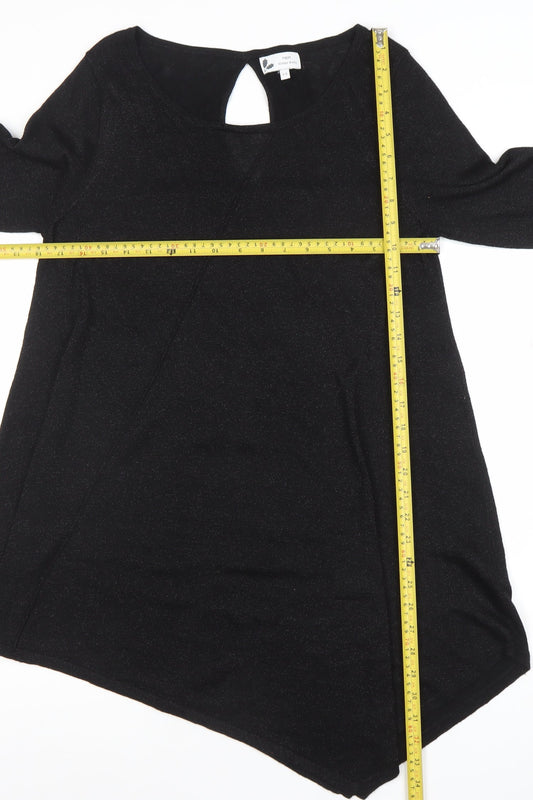 Next Women’s Black Asymmetric 3/4 Sleeve Knit Dress Size 14
