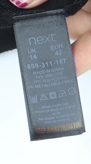 Next Women’s Black Asymmetric 3/4 Sleeve Knit Dress Size 14