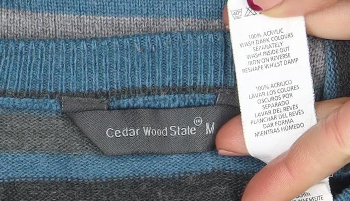 Cedar Wood State Men's Blue Striped Acrylic Pullover Jumper M