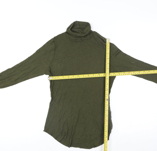 French Connection Women's Green Roll Neck Wool Blend Long Sleeve Top XS