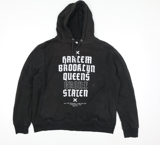 Additional front view of Cedarwood State Black XL Hoodie Harlem Brooklyn Print unisex