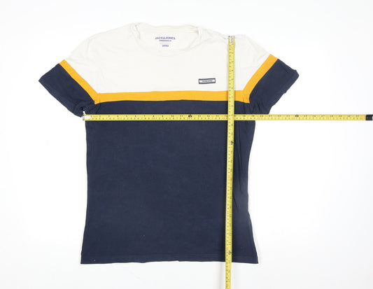 Jack & Jones Mens Multicoloured Cotton Crew Neck T-Shirt Size M