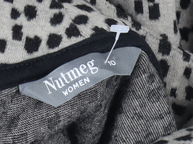 Nutmeg Women Beige Black Animal Print Long Sleeve Sweatshirt Size 10