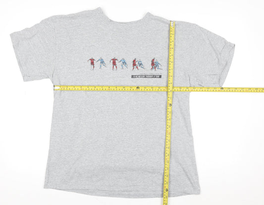 The Anfield Wrap Men's Grey Cotton Football Graphic T-Shirt Size L