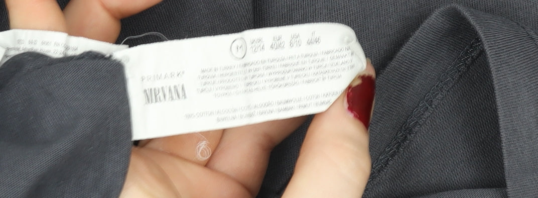 Primark Nirvana Women's Black Graphic Band T-Shirt Size M 12/14