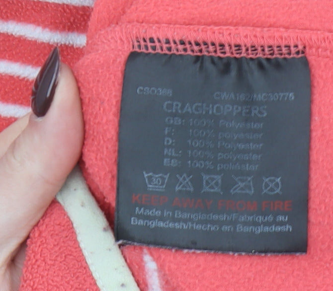 Craghoppers Womens Coral Pink 1/2 Zip Fleece Sweatshirt UK 12 Striped