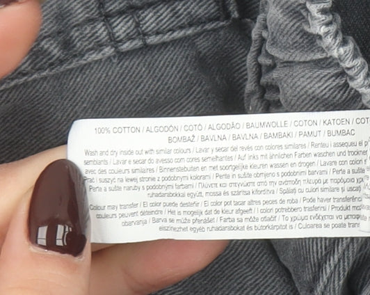 Primark Women's Grey Cotton Jogger Trousers Size 10 Elastic Waist