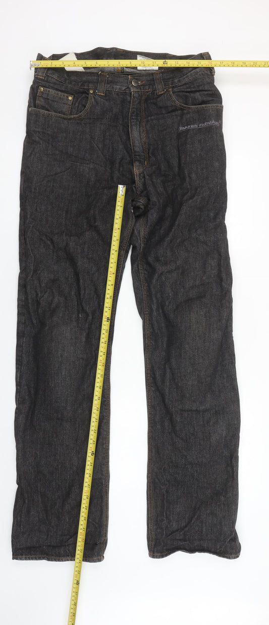 Bikers Paradise Men's Black Straight Denim Jeans W32 L34 Heavy Duty Cotton