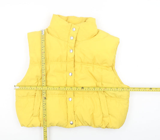 H&M Divided Womens Yellow Puffer Waistcoat M Sleeveless Casual