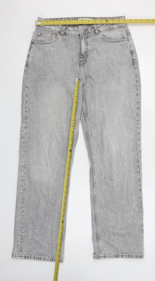Primark Womens Grey High Rise Straight Denim Jeans Size 10