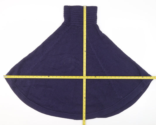 Joules Women's Blue Roll Neck Knit Cape Jumper 2XS Wool Blend
