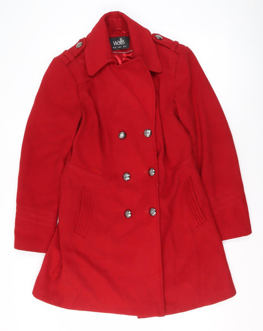 Womens UK Size 12 Wallis Red Pea Coat