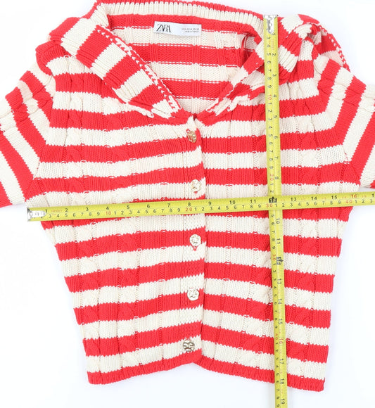 Womens UK Size 12 Zara Red Cardigan Jumper