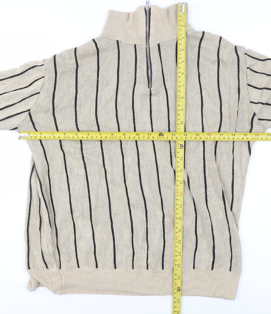 Mens UK Size S boohooMAN Beige 1/2 Zip Sweatshirt