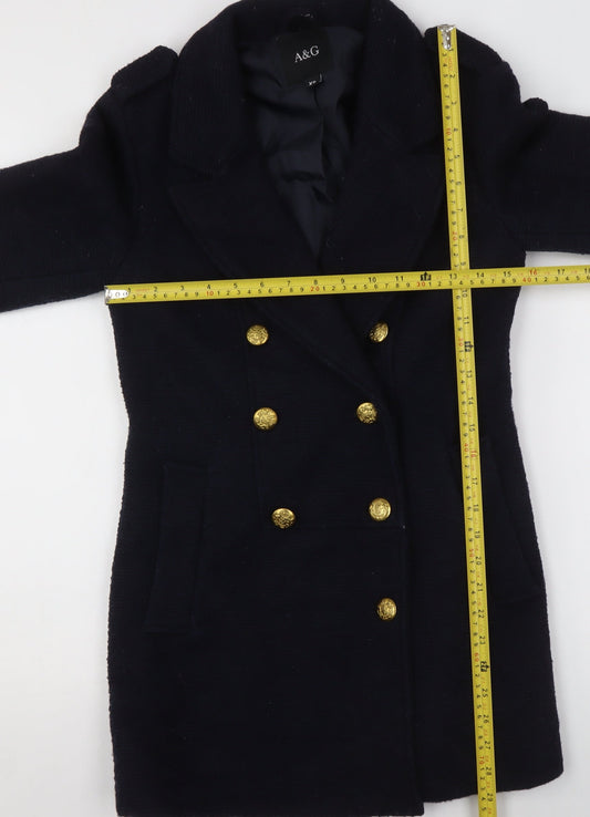 Womens UK Size XS A&G Black Pea Coat