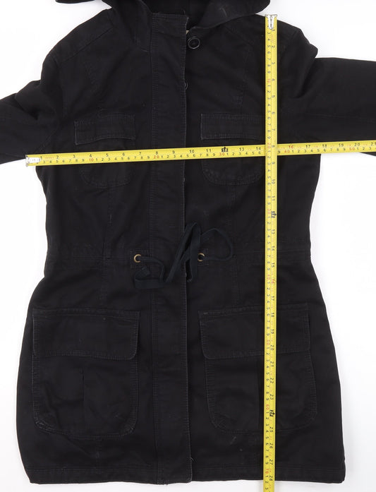 Womens UK Size 10 Just Jeans Black Parka Coat