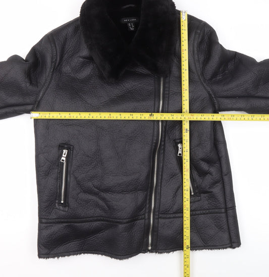 New Look Women's Black Faux Leather Biker Jacket Size M