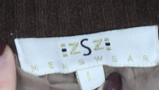 Mens UK Size L ZSZ Menswear Beige Full Zip Jumper