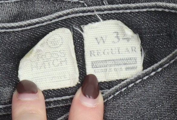 Crosshatch Men's Grey Charcoal Wash Regular Fit Straight Jeans W34